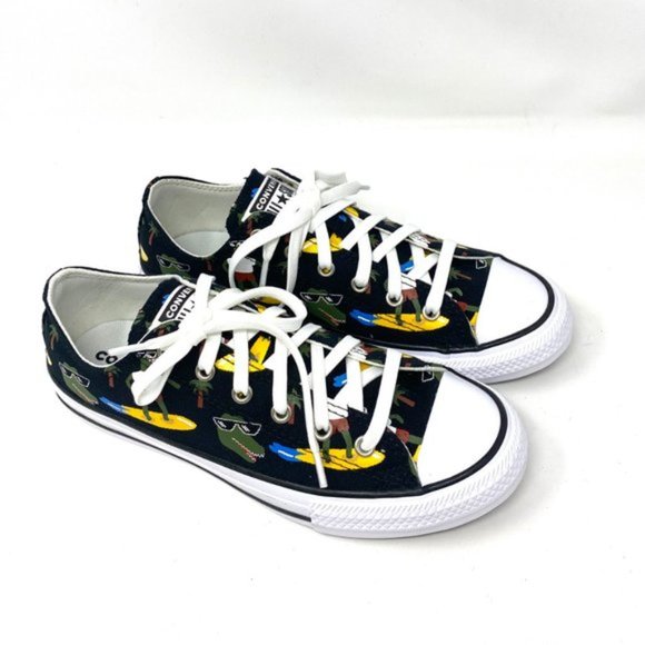 CONVERSE 671293F CTAS OX Croco Furf Black Canvas Unique Women's Low Top Sneakers - Picture 4 of 10